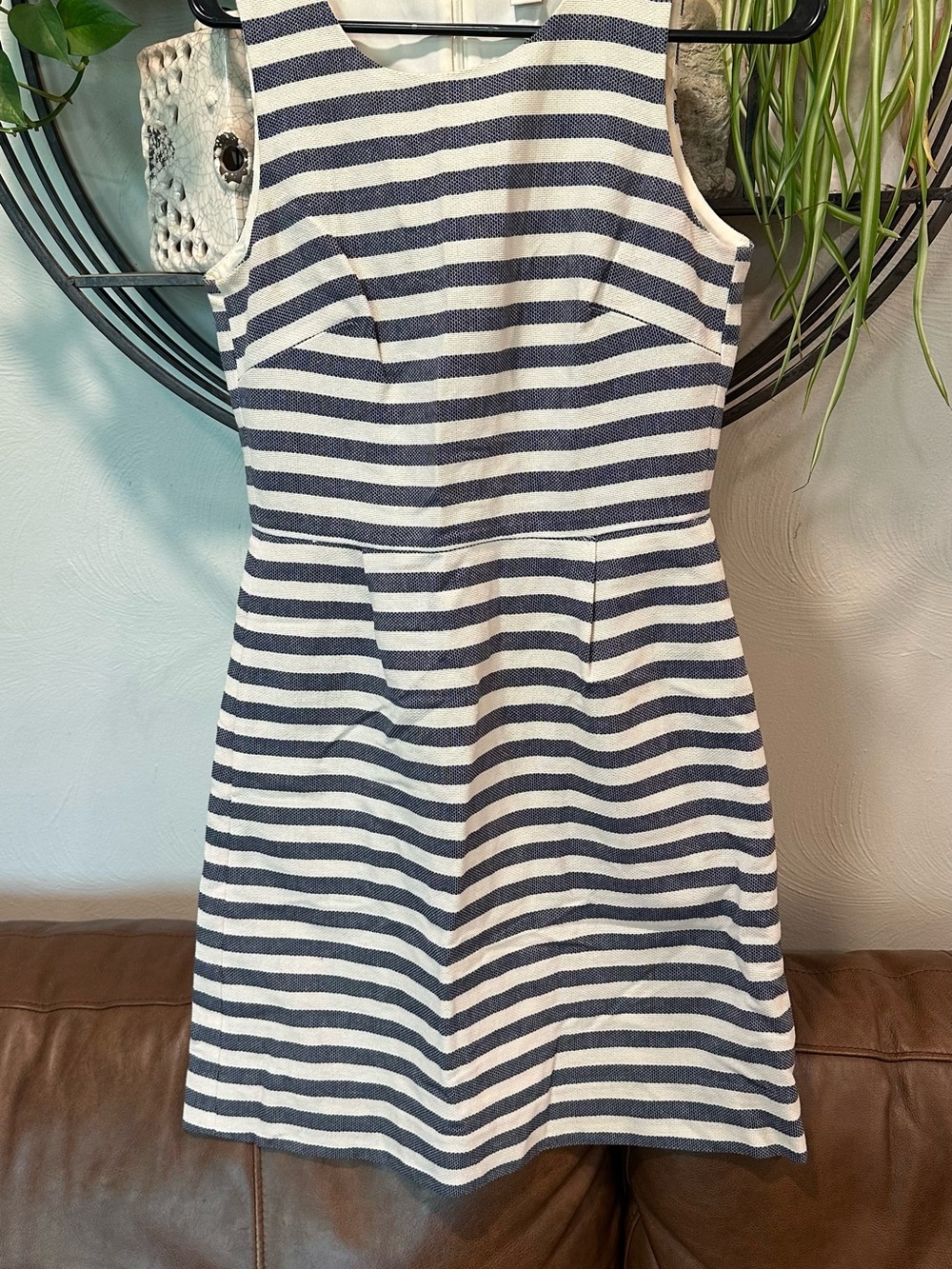 J. Crew Navy and White Striped Midi Dress